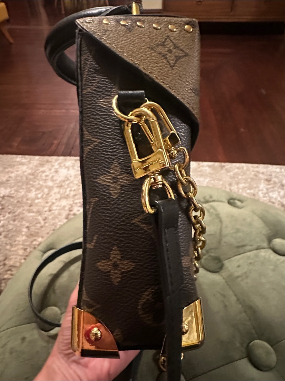 Luxury Monogram Top-Handle Crossbody Bag in Brown - Picture 4 of 9